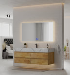 Natural Oak 60” Modern Floating Bathroom Vanity 4 Drawers– Single Basin - VanityIce Grey NeoNova Decor