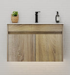 Slim 18" Deep Floating Bathroom Vanity with Integrated Ceramic Sink – 24"/28"/30"/32" - Vanity24" NeoNova Decor