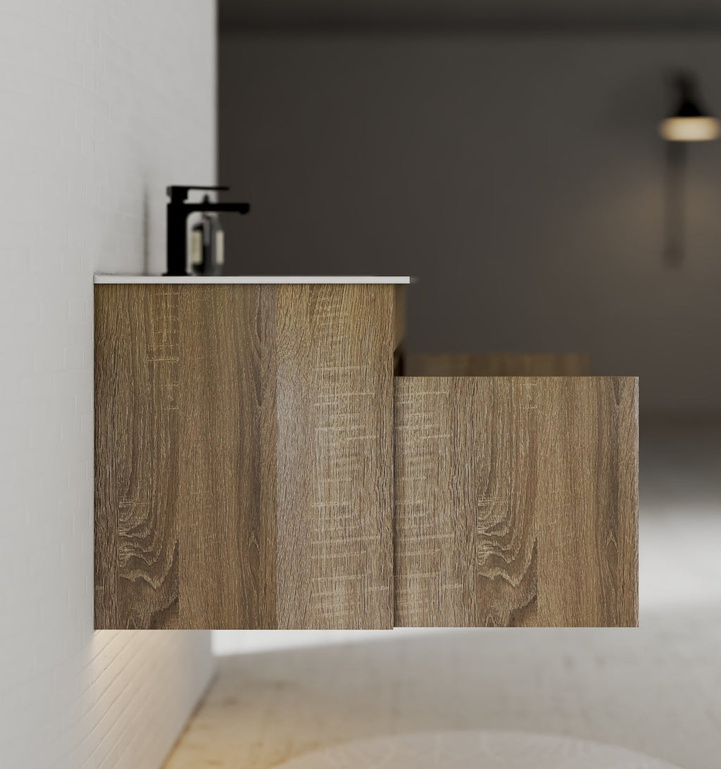 Slim 18" Deep Floating Bathroom Vanity with Integrated Ceramic Sink – 24"/28"/30"/32" - Vanity24" NeoNova Decor