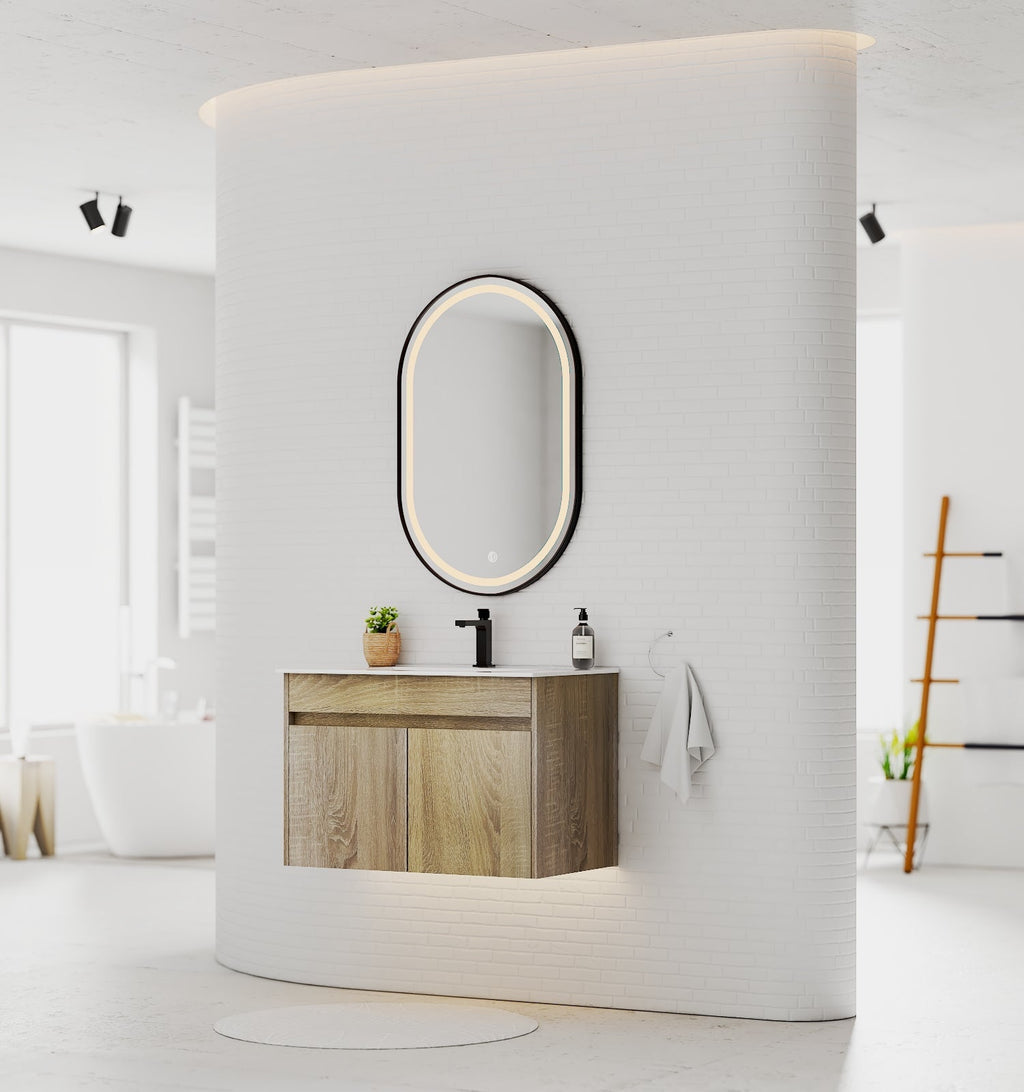 Slim 18" Deep Floating Bathroom Vanity with Integrated Ceramic Sink – 24"/28"/30"/32" - Vanity24" NeoNova Decor