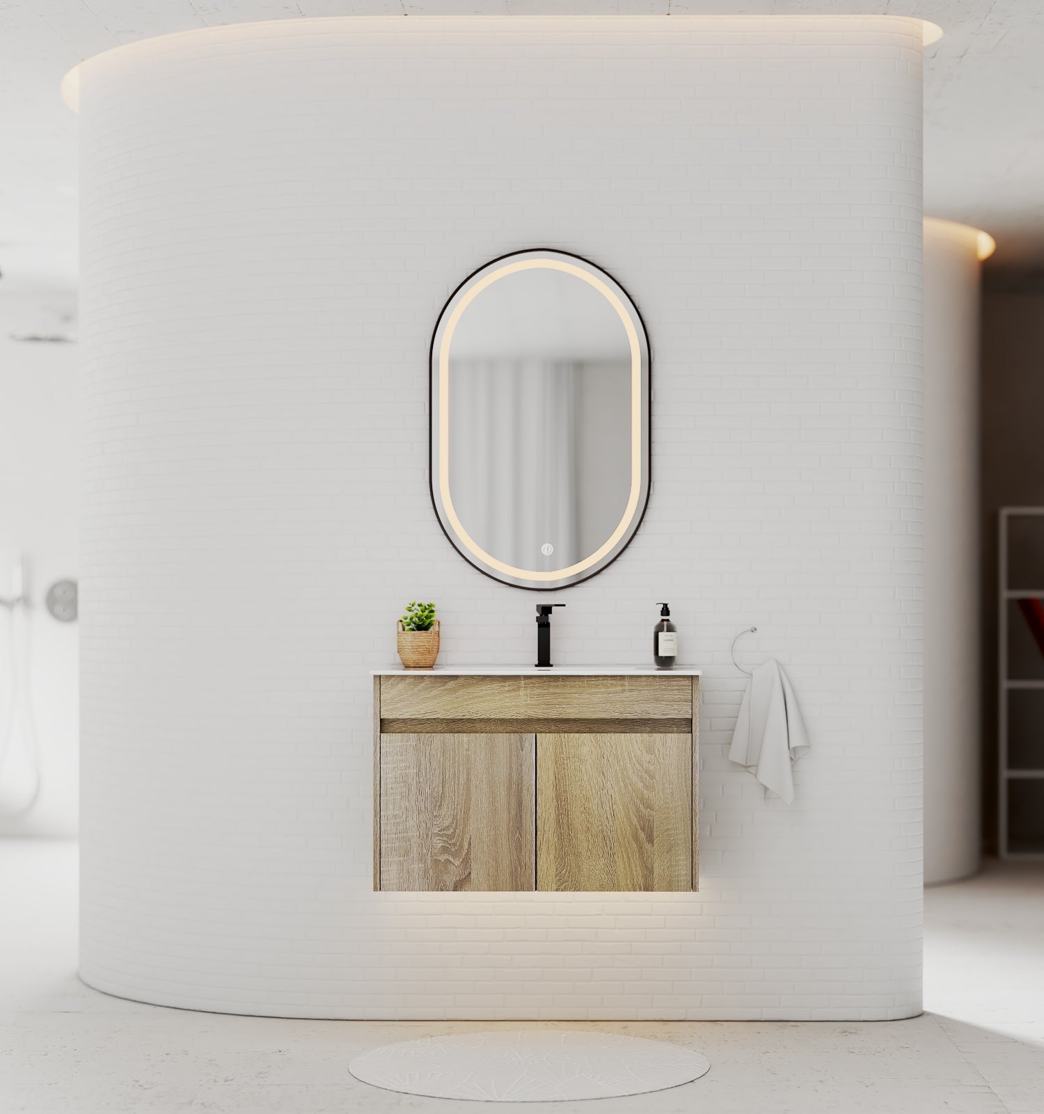 Slim 18" Deep Floating Bathroom Vanity with Integrated Ceramic Sink – 24"/28"/30"/32" - Vanity24" NeoNova Decor