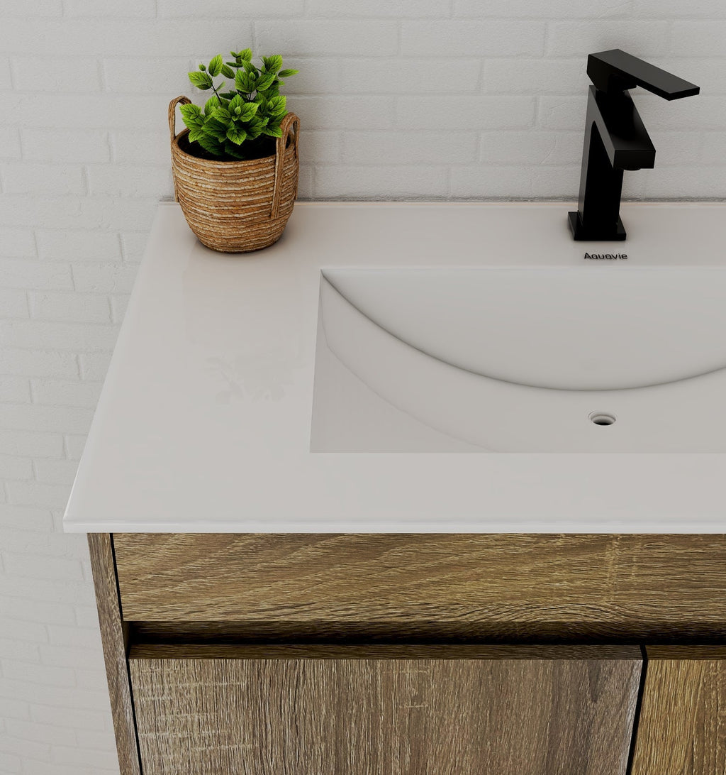 Slim 18" Deep Floating Bathroom Vanity with Integrated Ceramic Sink – 24"/28"/30"/32" - Vanity30" NeoNova Decor