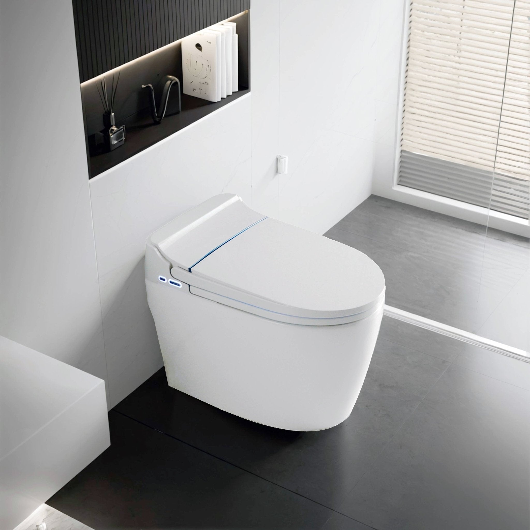 Smart Toilet with Bidet | Heated Seat, Warm Air Dryer & Self - Cleaning Nozzl - Smart Toilet NeoNova Decor
