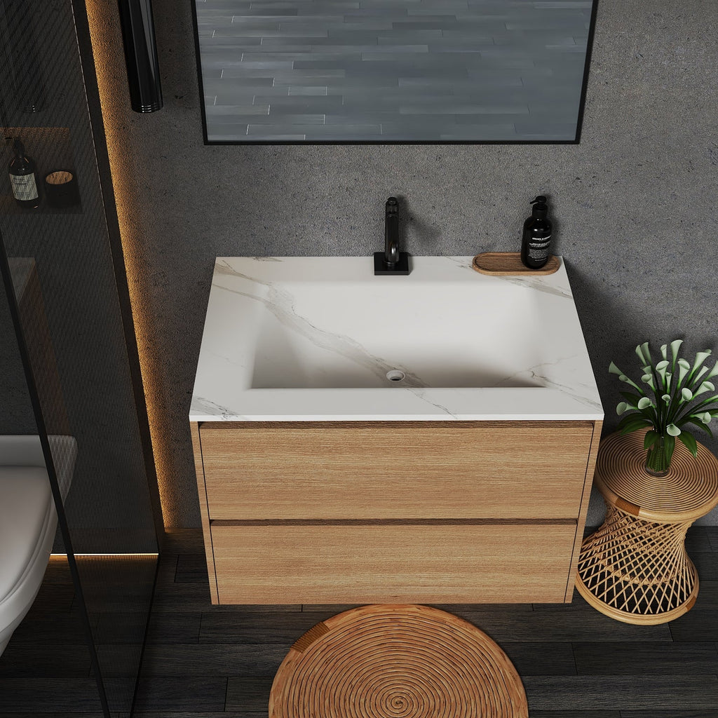 Thermoformed Sintered Stone Top with Elegant Floating Bathroom Vanity - VanityHHT NeoNova Decor