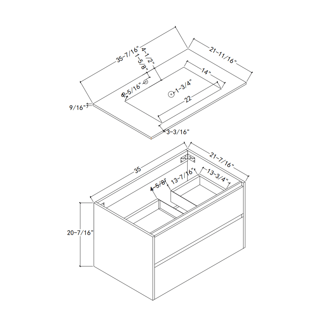 Thermoformed Sintered Stone Top with Elegant Floating Bathroom Vanity - VanityWhite（BS） NeoNova Decor