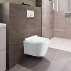Wall - Mounted Rimless Toilet with Soft Close UF Seat Cover, Dual - Flush Mechanism, and Glossy White Finish - toilet NeoNova Decor