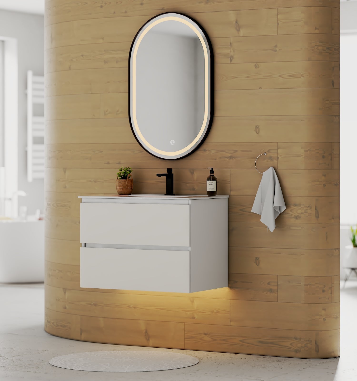 White Bathroom Vanity with Ceramic Sink – 24"/28" - Vanity28" NeoNova Decor