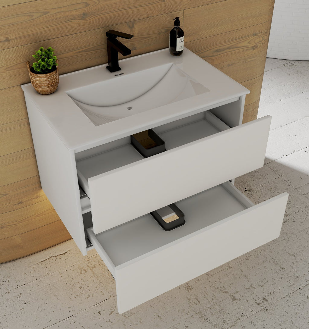 White Bathroom Vanity with Ceramic Sink – 24"/28" - Vanity28" NeoNova Decor