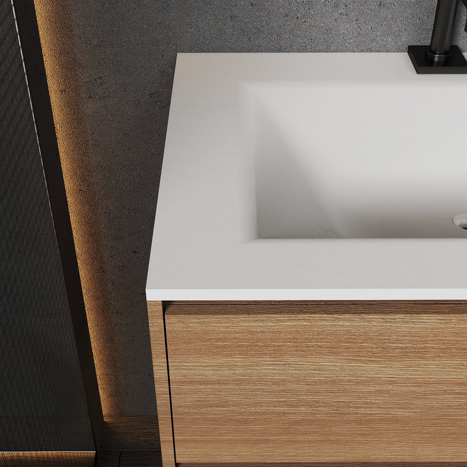 Thermoformed Sintered Stone Top with Elegant Floating Bathroom Vanity